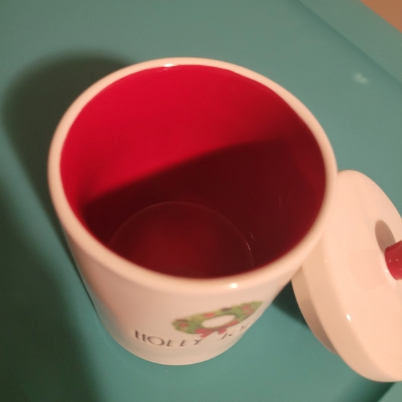 Rae Dunn Holly Jolly Wreath container - Picture 2 of 3